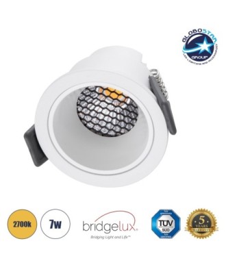 GLOBOSTAR® PLUTO-S 60249 Χωνευτό Downlight Σποτ με Honeycomb Anti Glare Reflector LED 7W 875lm 38° AC 220-240V IP20 Θερμό Λευκό 2700K - Bridgelux COB Chip & TÜV SÜD Driver - Λευκό Ματ - Μ6.4 x Π6.4 x Υ4.9cm - Q5.5cm - 5 Χρόνια Εγγύηση